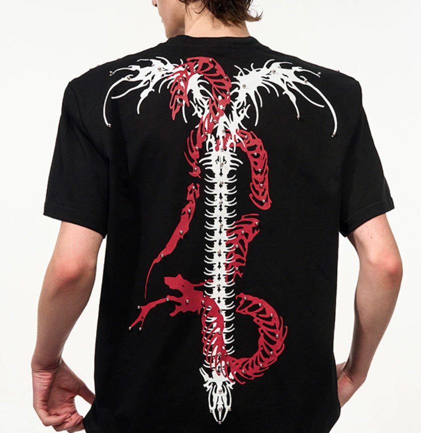 Rivet Backbone Spirit Snake Padded Shoulder Short Sleeve GlamzKart