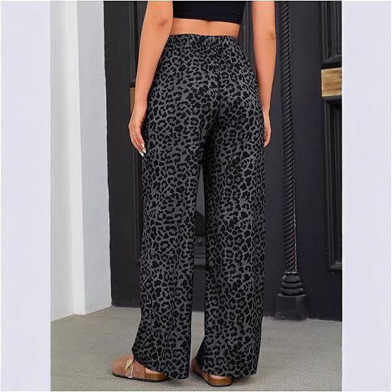 Women's Leopard Print Elastic High Waist Trousers GlamzKart