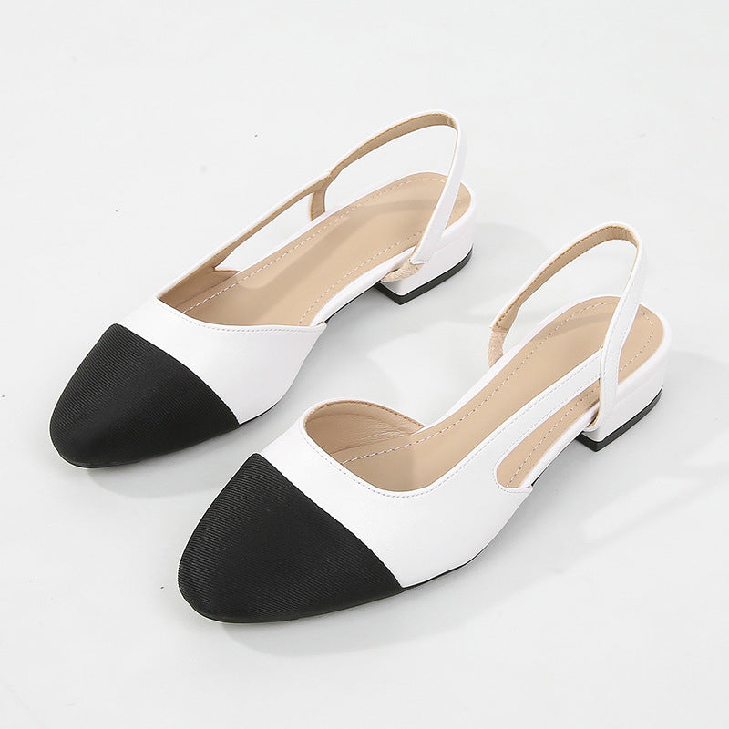 Hollow Color Matching Flat Heel Sandals Small Size Women's Shoes GlamzKart