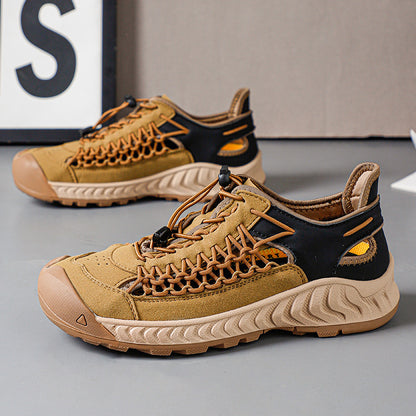 Hand-woven Sandals Men's Non-slip Wear-resistant Summer Outer Wear Breathable Closed Toe GlamzKart