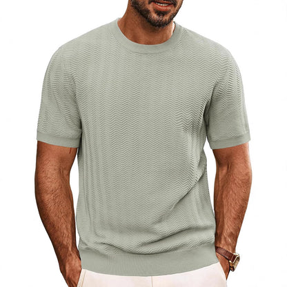 Men's Summer Hollow Breathable Sweater Solid Color T-shirt GlamzKart