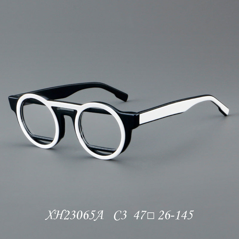 Sheet Metal Eyeglass Frame Retro Frame C3 White Frame Black Leg GlamzKart