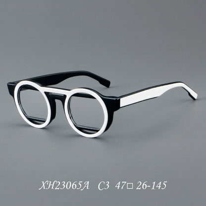 Sheet Metal Eyeglass Frame Retro Frame C3 White Frame Black Leg GlamzKart