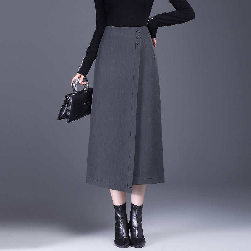 Draping Irregular Straight Women's Split Sheath Skirt GlamzKart