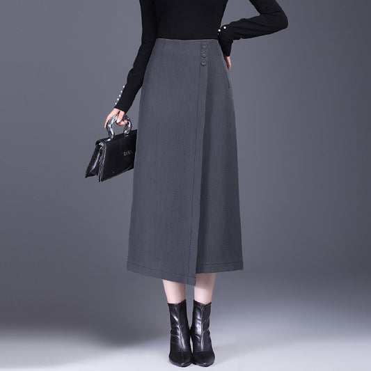 Draping Irregular Straight Women's Split Sheath Skirt GlamzKart