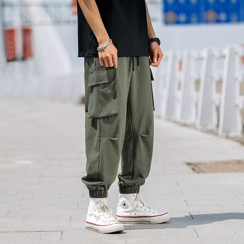 Men's Loose Tappered Cargo Pants Fashion Z15 Green GlamzKart