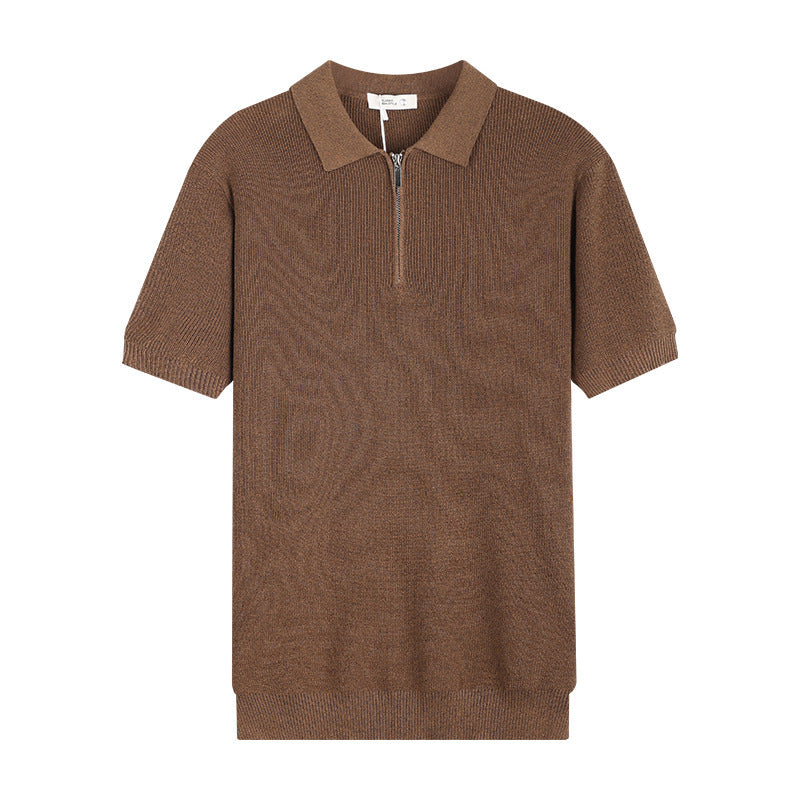 Men's Knitted Short-sleeved Ice Silk Polo Shirt GlamzKart