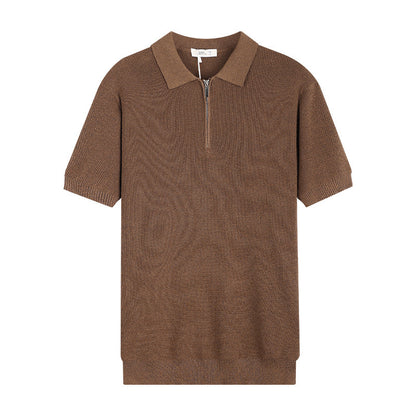 Men's Knitted Short-sleeved Ice Silk Polo Shirt GlamzKart