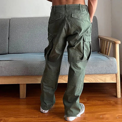 Men's Large Loose Pockets Wear-resistant Washing Paratrooper Pants GlamzKart
