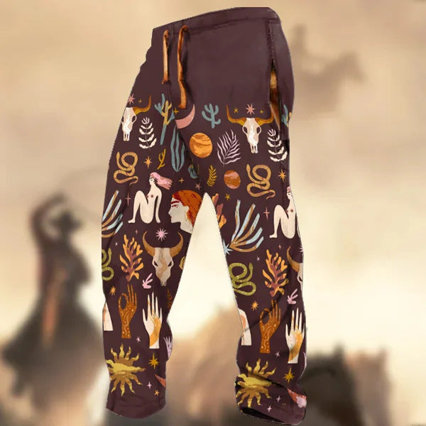 Technology Printing Trousers Elastic Closed Rope Straight-leg Trousers CD381 GlamzKart