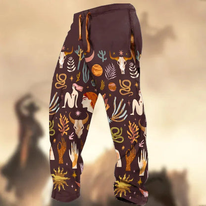 Technology Printing Trousers Elastic Closed Rope Straight-leg Trousers CD381 GlamzKart
