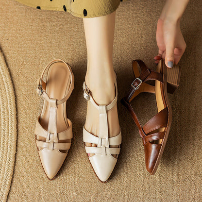 French Retro Roman Closed Toe Sandals For Women GlamzKart