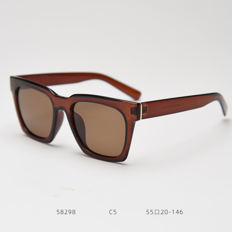 Box TR90 Polarized Sun Glasses Trendy Fashionable Man Female Online Influencer Transparent Tea Full Tea C5 GlamzKart