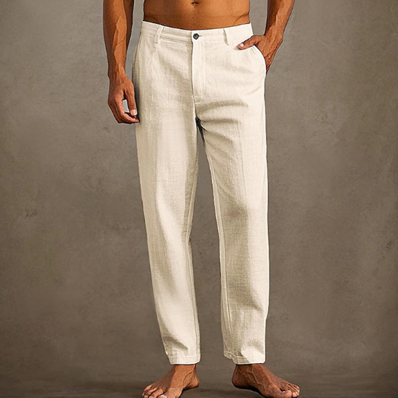 Men's Linen Beach Diagonal Pocket Cool Comfortable Breathable Skinny Pants GlamzKart