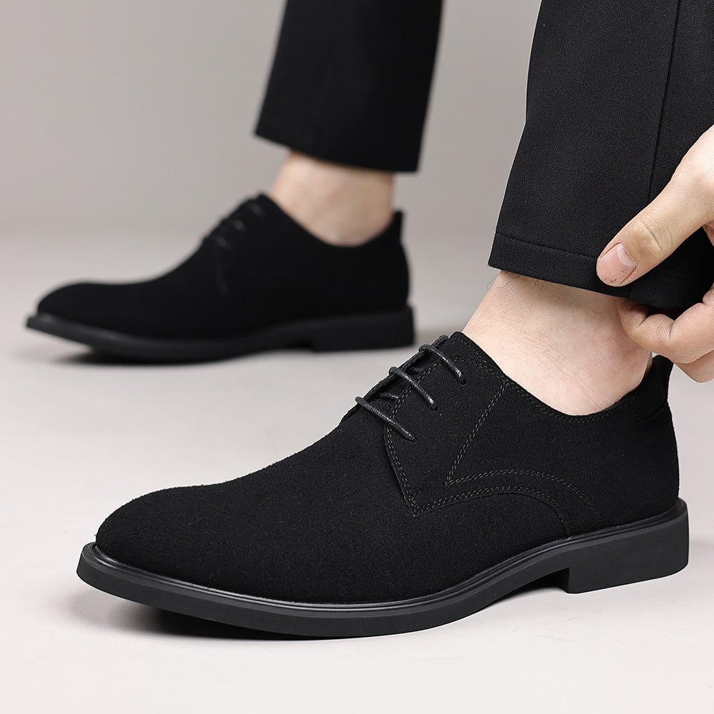 Fashion British Suede Leather Work Shoes Men Black GlamzKart