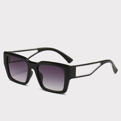 Hollow-out Design Advanced Induction Reactance UV Sunglasses Black Frame Double Gray Piece GlamzKart
