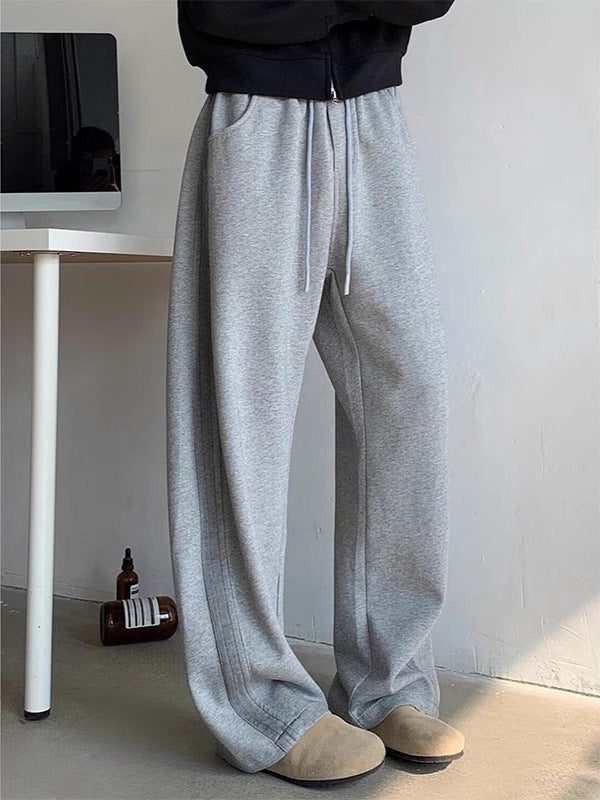 Personality American Retro Casual Pants Men Light Gray GlamzKart