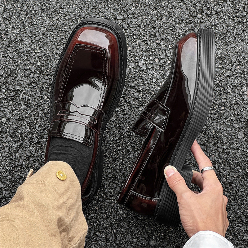 Hong Kong Style Thick-soled British Style Leather Shoes Spring And Autumn Single-layer Shoes Change Color Brown GlamzKart