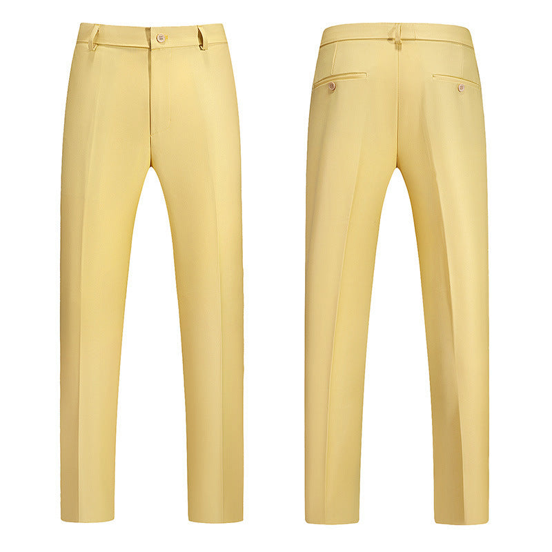 New Boys Straight Solid Color Business Wear Draping Effect Casual Suit Pants GlamzKart