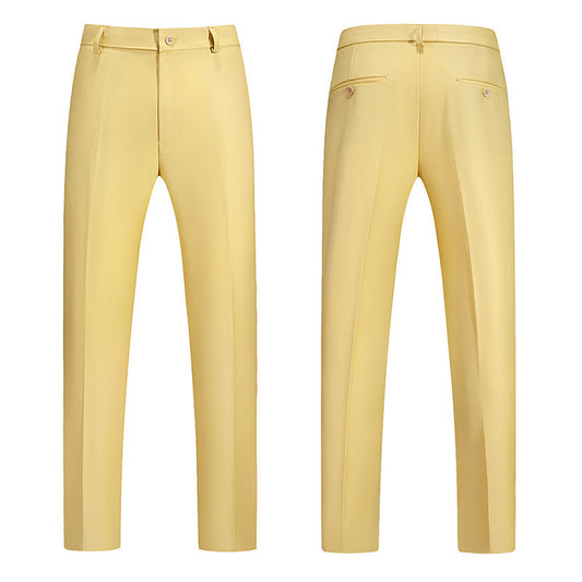 New Boys Straight Solid Color Business Wear Draping Effect Casual Suit Pants GlamzKart