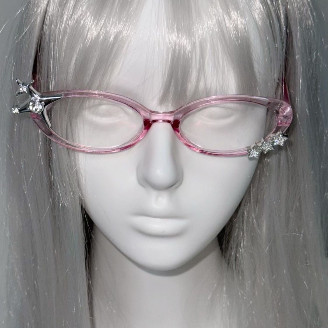 Retro Cute Plain Light Pink-color Cat Glasses Out Of The Street Photography Artifact Four Pointed Star GlamzKart