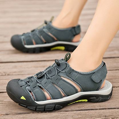 Top Layer Leather Plus Size Men's Beach Sandals GlamzKart
