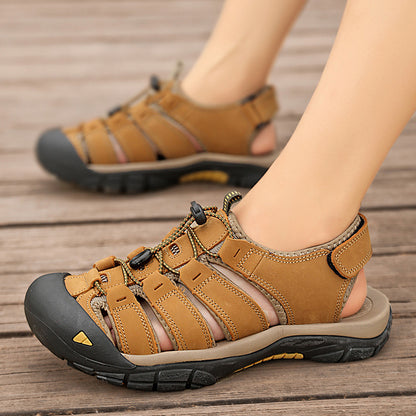 Top Layer Leather Plus Size Men's Beach Sandals GlamzKart
