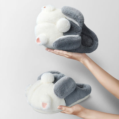 Women In Cotton Slippers With Wrapped Heels Are Cute In Winter Grey GlamzKart