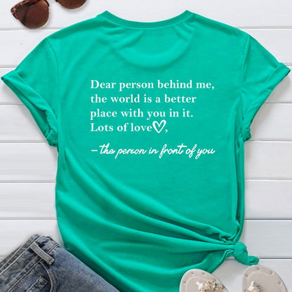 Women's Letter Printed Fashionable Round Neck Short Sleeved Shirt GlamzKart
