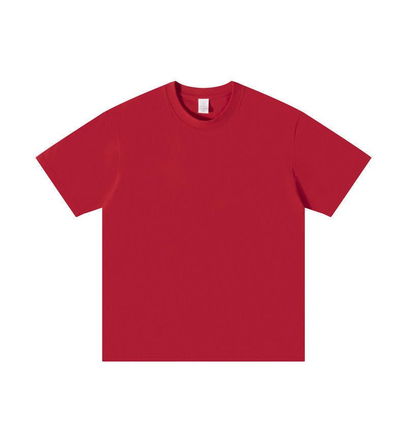 All-matching Round Neck Short Sleeves Loose Red GlamzKart