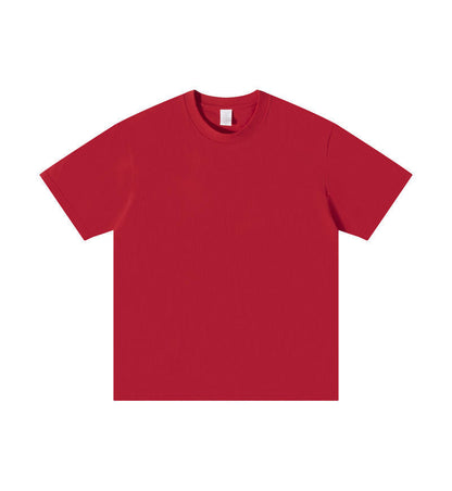 All-matching Round Neck Short Sleeves Loose Red GlamzKart