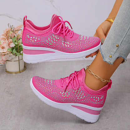 Rhinestone Lace Up Fashion Style Daily Commuter Women's Casual Shoes GlamzKart