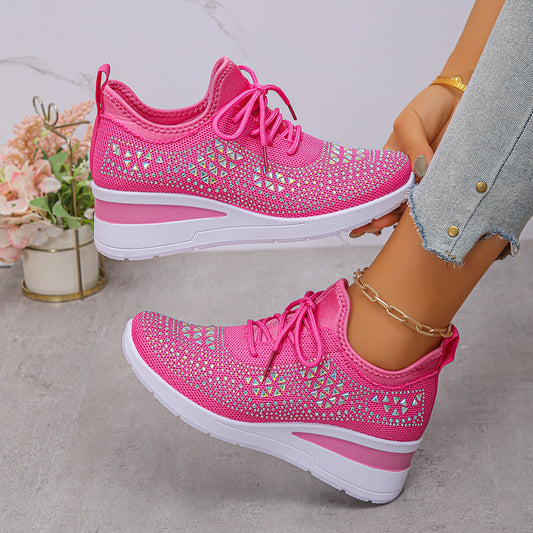 Rhinestone Lace Up Fashion Style Daily Commuter Women's Casual Shoes GlamzKart