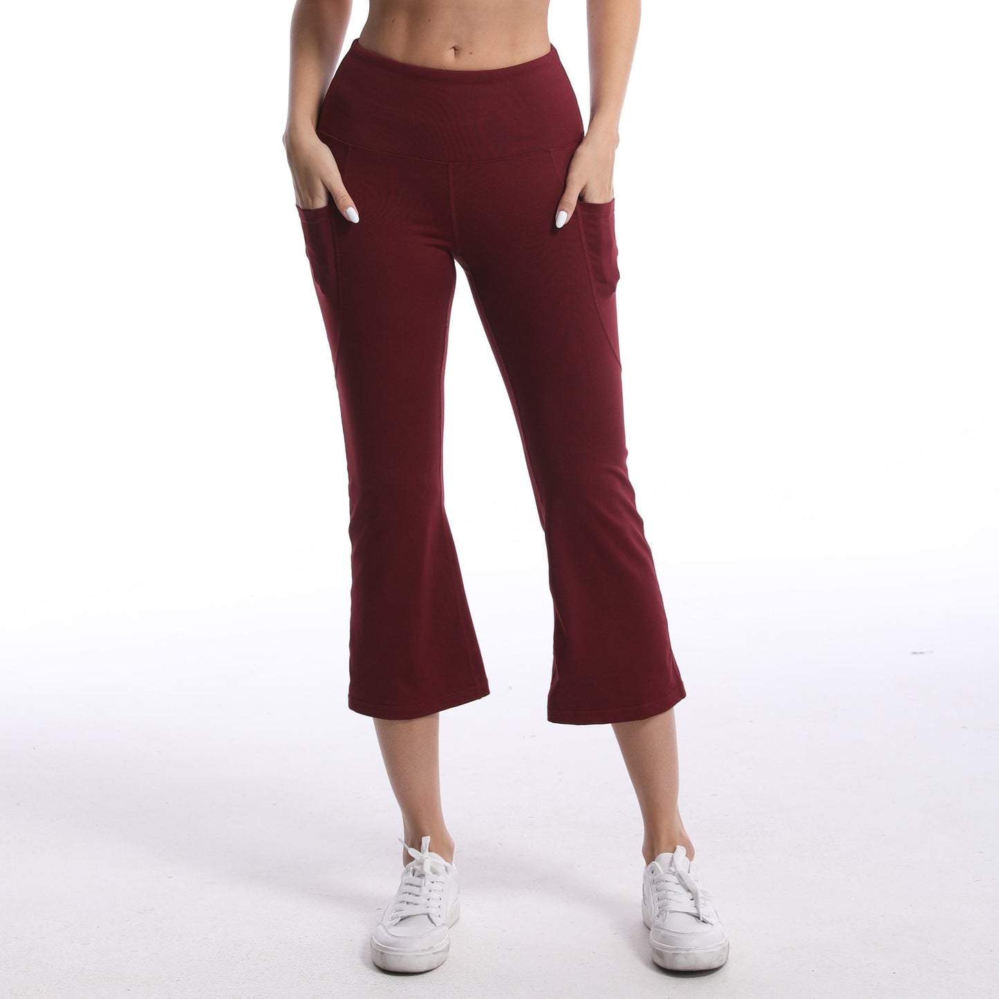 Pocket Solid Color Stretch Hip Lift Sports Nude Feel Yoga Leggings GlamzKart