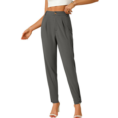 Loose And Comfortable Work Business Formal Wear Suit Pants Gray GlamzKart