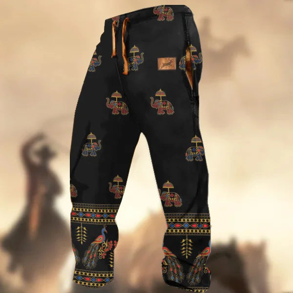 Technology Printing Trousers Elastic Closed Rope Straight-leg Trousers CD382 GlamzKart