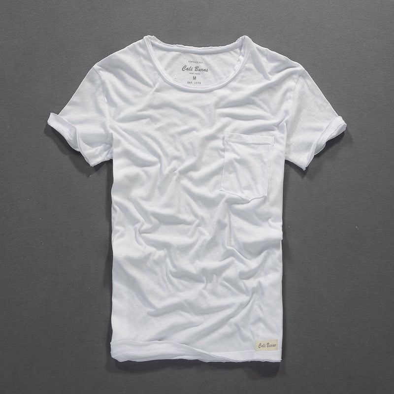 Men's T-shirt Thin Cotton Solid Color Short Sleeve GlamzKart