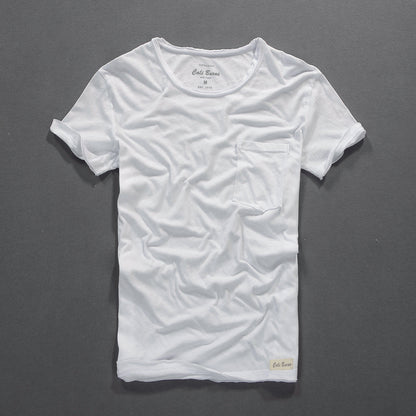 Men's T-shirt Thin Cotton Solid Color Short Sleeve GlamzKart