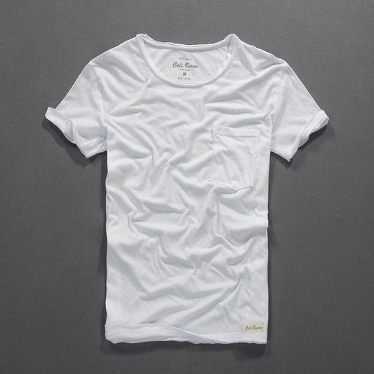 Men's T-shirt Thin Cotton Solid Color Short Sleeve GlamzKart