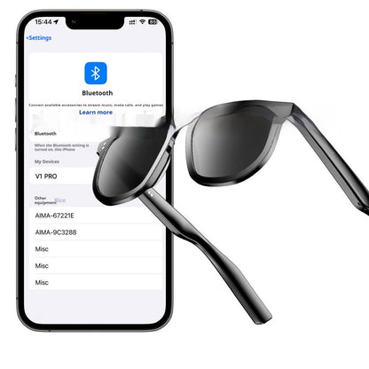 AI Smart Glasses Call Wireless Bluetooth Audio Sunglasses Black GlamzKart