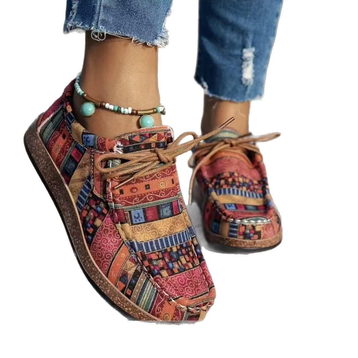 Color Graffiti Canvas Flat Bottom Pumps GlamzKart