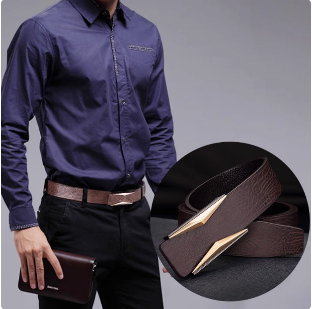Simple And Elegant Belt Men's Middle-aged Korean Style Smooth Buckle GlamzKart
