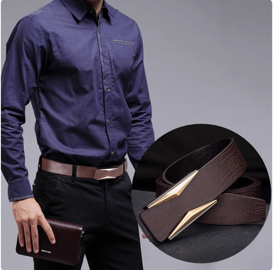 Simple And Elegant Belt Men's Middle-aged Korean Style Smooth Buckle GlamzKart