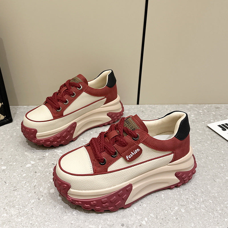 Simple Fashionable All-match Sports Breathable White Shoes Red GlamzKart