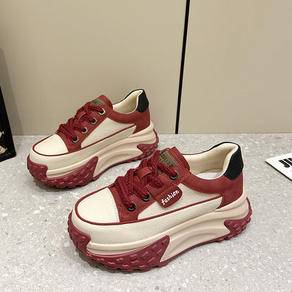 Simple Fashionable All-match Sports Breathable White Shoes Red GlamzKart