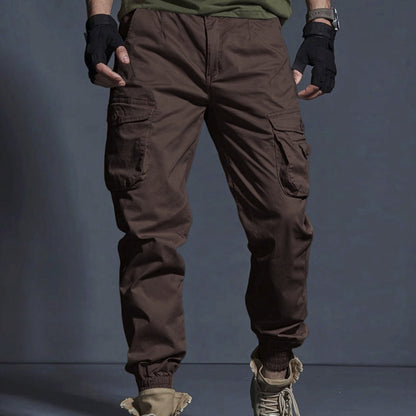 New Summer Casual Drawstring Workwear Pants Men Brown GlamzKart