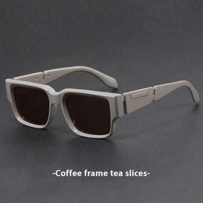 Gray Blue Square Thick Frame Sunglasses UV-proof Retro Simple Sun Glasses Coffee Frame Dried GlamzKart