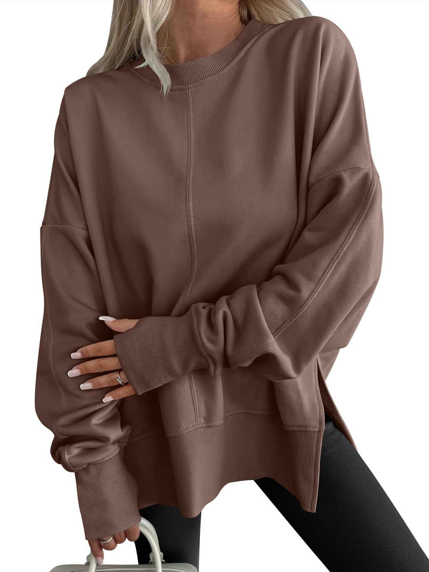 Fashion Casual Round Neck Pullover Loose Sports Long-sleeved Sweater