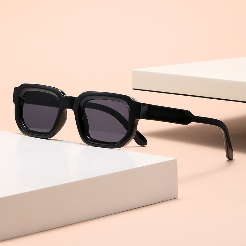 Fashionable Sunglasses Simple Personality Small Frame Square All-match Sunglasses Black Frame Black Gray GlamzKart