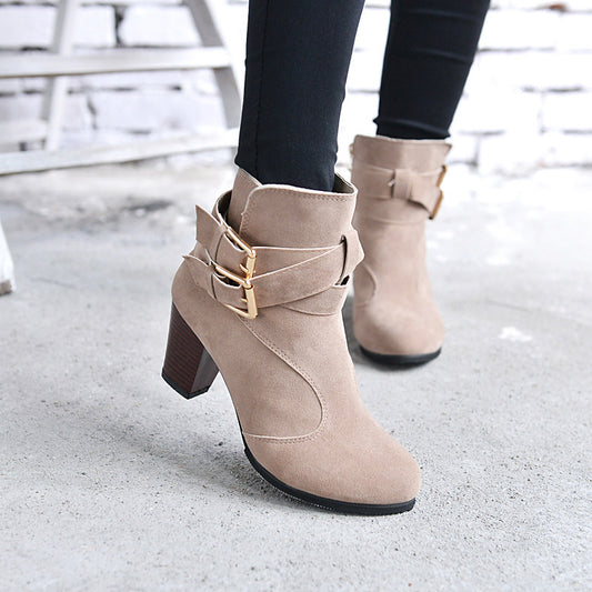 Winter Autumn Leather Casual Women High Heels Pumps Warm Ankle Boots GlamzKart